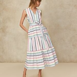 Pearl By Lela Rose Multicolor Striped Midi Dress S